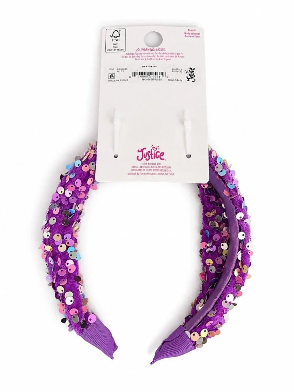 Girls Velvet Sequin Knot Purple Headband NEW